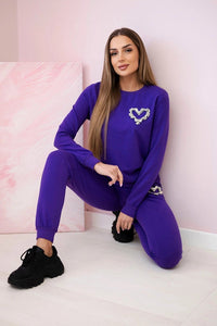 Women's cotton set with a decorative heart 69932 / – Dark Purple цвет / color | Lexline Fashion