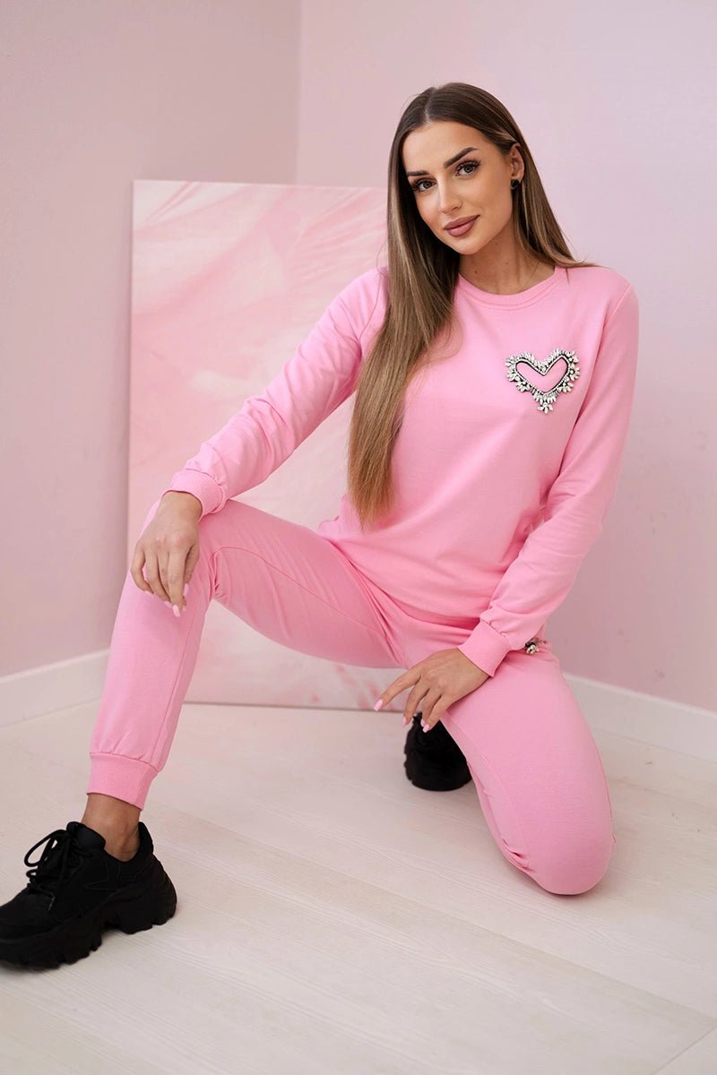 Women's cotton set with a decorative heart 69932 / – Pink цвет / color | Lexline Fashion