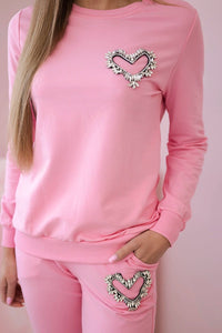 Women's cotton set with a decorative heart 69932 / – Pink цвет / color | Lexline Fashion