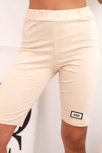 Women's cotton set with short sleeves and shorts ART5720 / – Beige цвет / color | Lexline Fashion