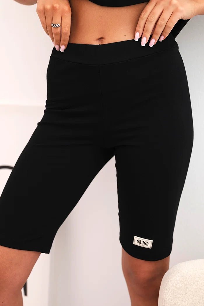 Women's cotton set with short sleeves and shorts ART5720 / – Black цвет / color | Lexline Fashion