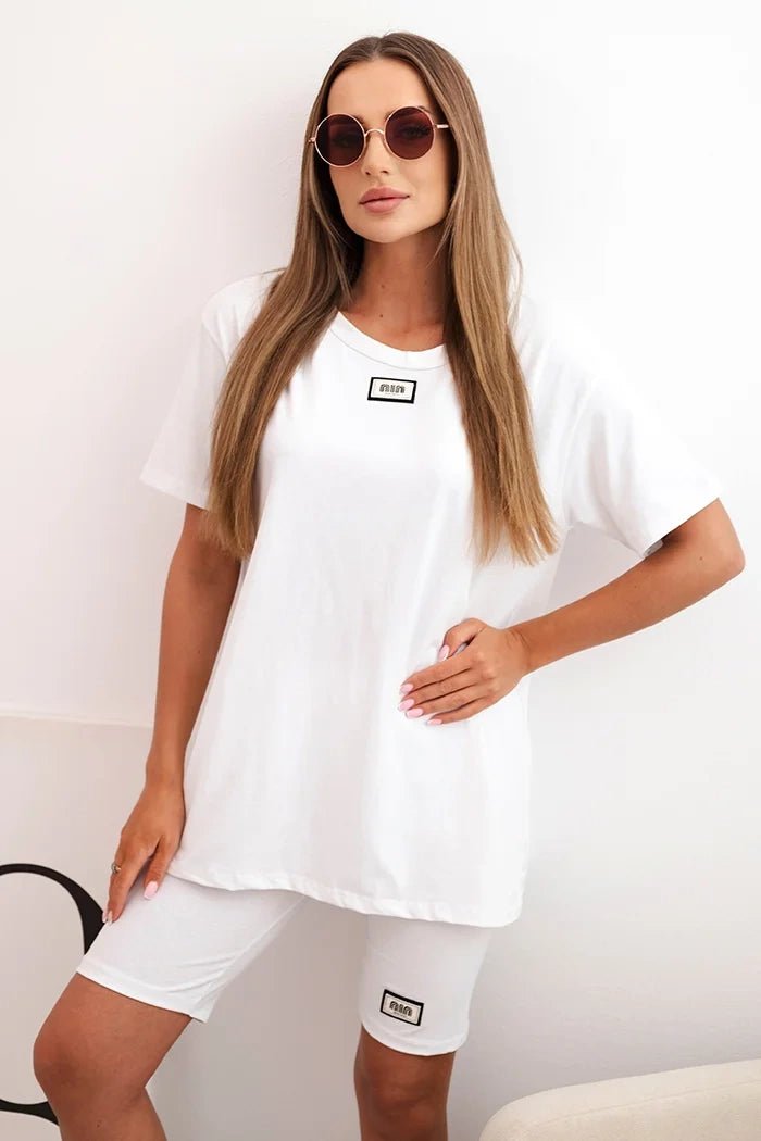 Women's cotton set with short sleeves and shorts ART5720 / – White цвет / color | Lexline Fashion