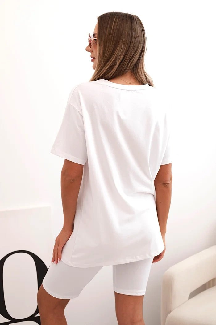 Women's cotton set with short sleeves and shorts ART5720 / – White цвет / color | Lexline Fashion