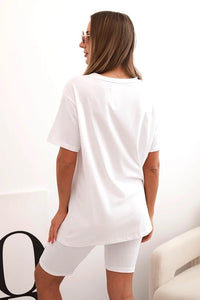 Women's cotton set with short sleeves and shorts ART5720 / – White цвет / color | Lexline Fashion