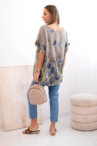Women's cotton shirt with a floral pattern ART10739 / – Fango цвет / color | Lexline Fashion