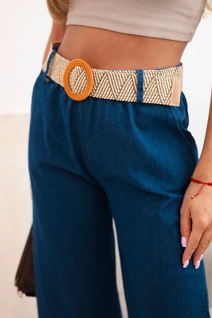 Women's cotton trousers with wide legs and a belt ART59806 / – Jeans цвет / color | Lexline Fashion