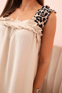 Women's dress with leopard print straps IT - 78 / – Beige цвет / color | Lexline Fashion