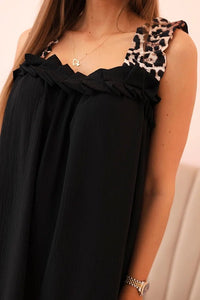 Women's dress with leopard print straps IT - 78 / – Black цвет / color | Lexline Fashion