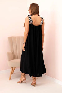 Women's dress with leopard print straps IT - 78 / – Black цвет / color | Lexline Fashion