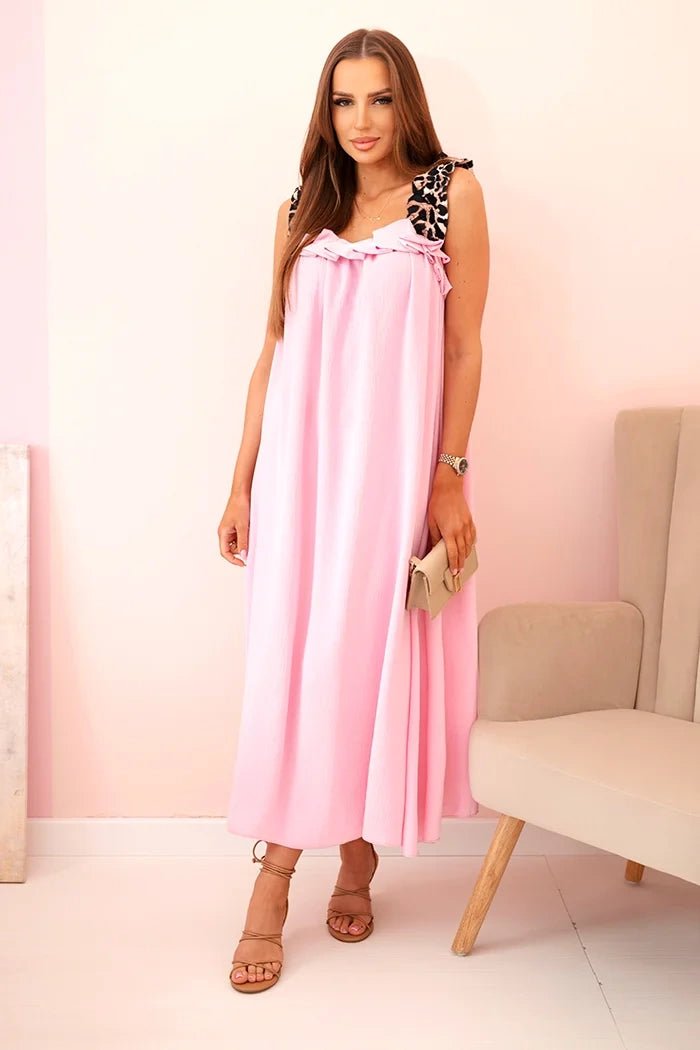 Women's dress with leopard print straps IT - 78 / – Candy pink цвет / color | Lexline Fashion