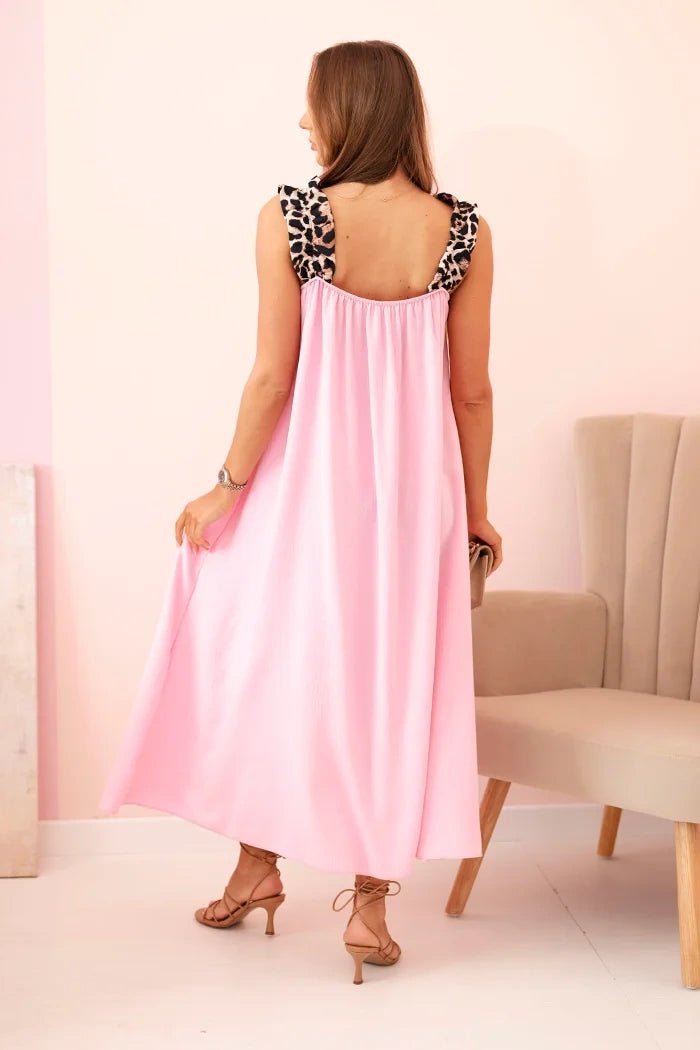 Women's dress with leopard print straps IT - 78 / – Candy pink цвет / color | Lexline Fashion