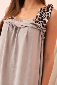 Women's dress with leopard print straps IT - 78 / – Fango цвет / color | Lexline Fashion
