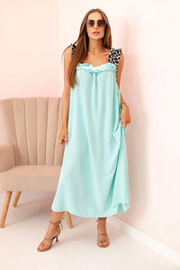 Women's dress with leopard print straps IT - 78 / – Mint цвет / color | Lexline Fashion