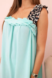 Women's dress with leopard print straps IT - 78 / – Mint цвет / color | Lexline Fashion