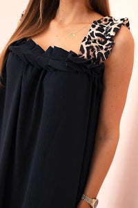 Women's dress with leopard print straps IT - 78 / – Navy blue цвет / color | Lexline Fashion