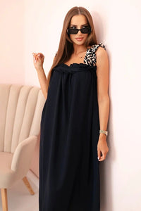 Women's dress with leopard print straps IT - 78 / – Navy blue цвет / color | Lexline Fashion