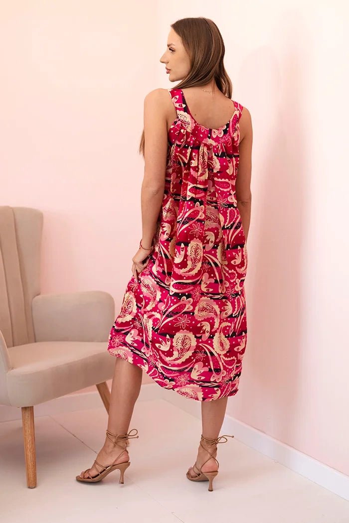 Women's dress with straps 311D / – Fuchsia цвет / color | Lexline Fashion