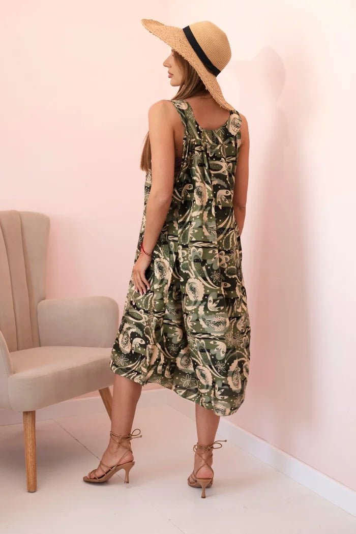 Women's dress with straps 311D / – Khaki цвет / color | Lexline Fashion