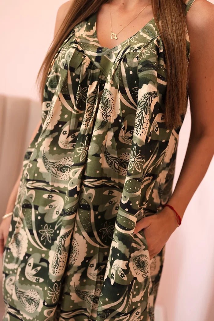 Women's dress with straps 311D / – Khaki цвет / color | Lexline Fashion