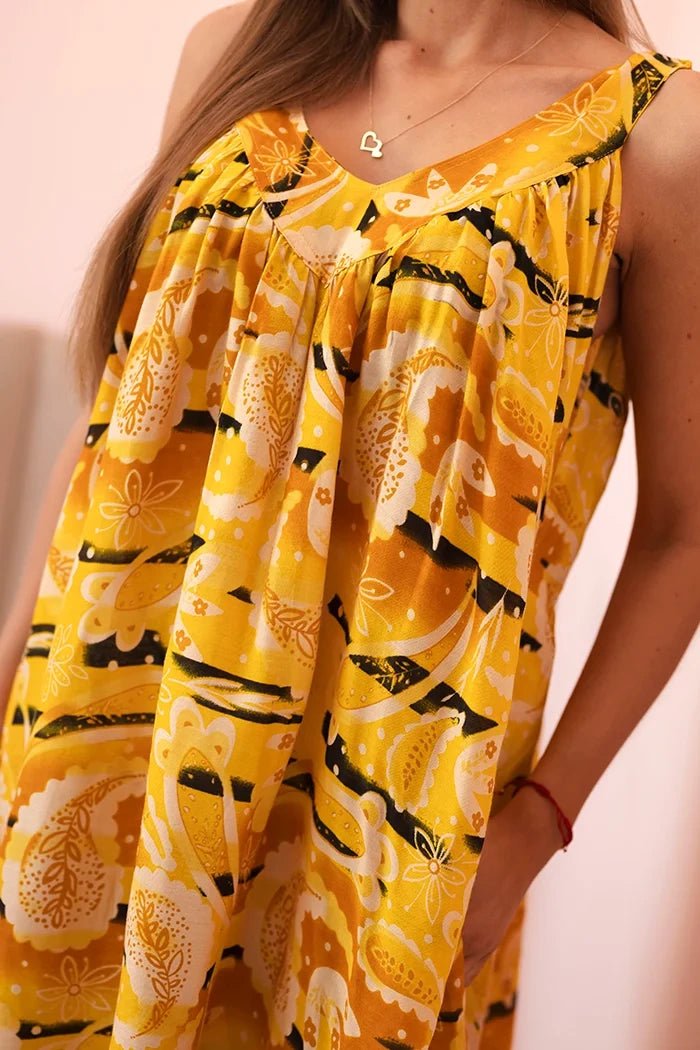 Women's dress with straps 311D / – Mustard цвет / color | Lexline Fashion