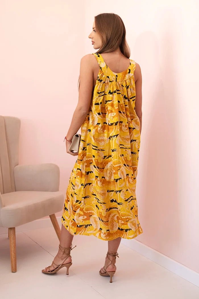 Women's dress with straps 311D / – Mustard цвет / color | Lexline Fashion
