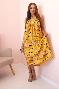Women's dress with straps 311D / – Mustard цвет / color | Lexline Fashion
