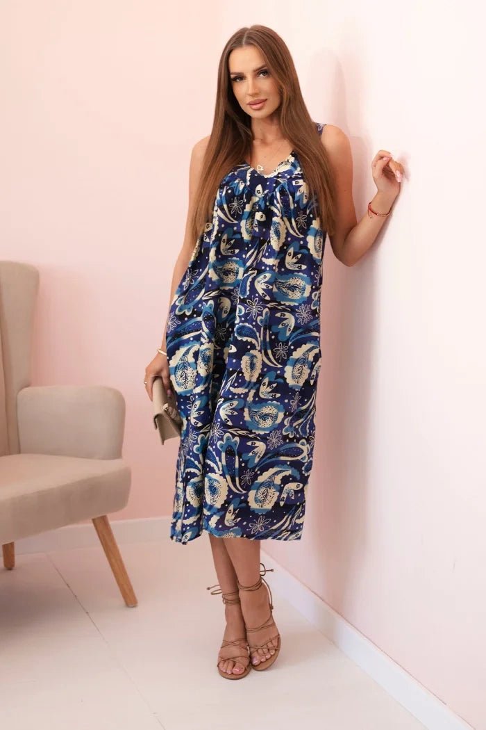 Women's dress with straps 311D / – Navy blue цвет / color | Lexline Fashion