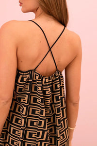 Women's dress with straps and a pattern 6418 - 1 / – Camel цвет / color | Lexline Fashion