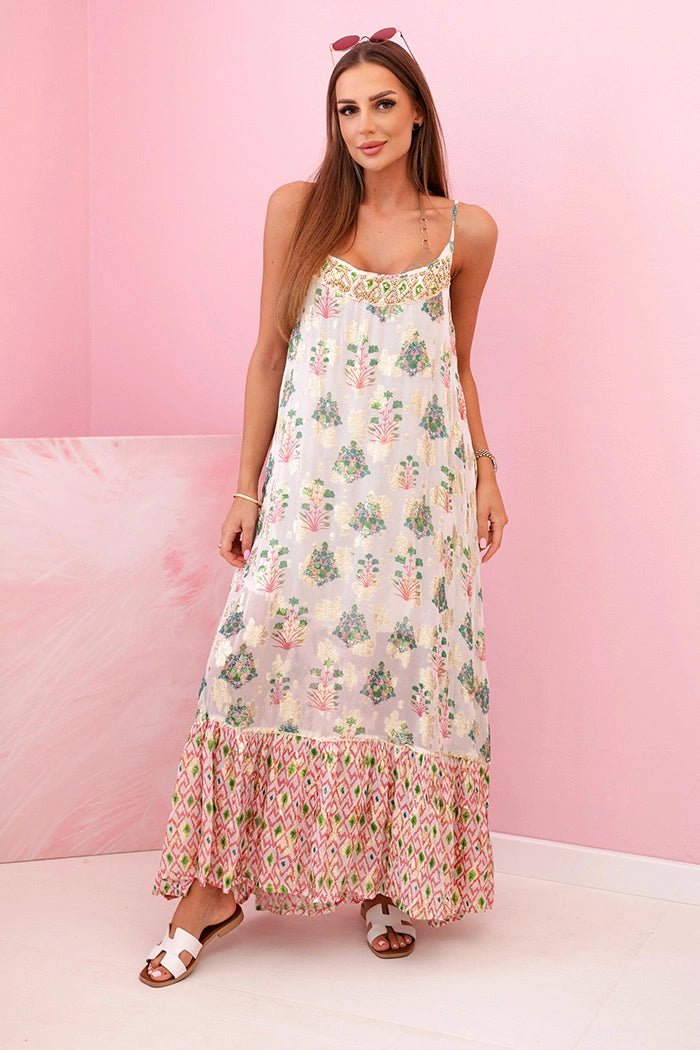 Women's dress with straps made of viscose 3074 / – Pink цвет / color | Lexline Fashion