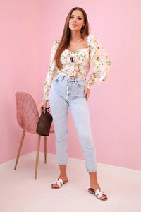 Women's floral Spanish blouse, long sleeve ART35955 / – Beige цвет / color | Lexline Fashion