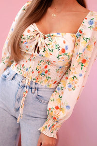 Women's floral Spanish blouse, long sleeve ART35955 / – Beige цвет / color | Lexline Fashion