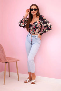Women's floral Spanish blouse, long sleeve ART35955 / – Black цвет / color | Lexline Fashion