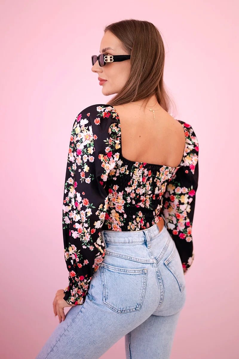 Women's floral Spanish blouse, long sleeve ART35955 / – Black цвет / color | Lexline Fashion