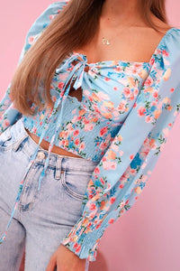 Women's floral Spanish blouse, long sleeve ART35955 / – Blue цвет / color | Lexline Fashion