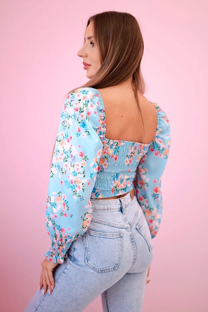 Women's floral Spanish blouse, long sleeve ART35955 / – Blue цвет / color | Lexline Fashion
