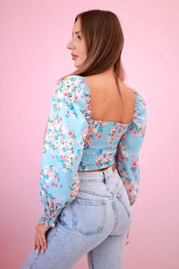 Women's floral Spanish blouse, long sleeve ART35955 / – Blue цвет / color | Lexline Fashion