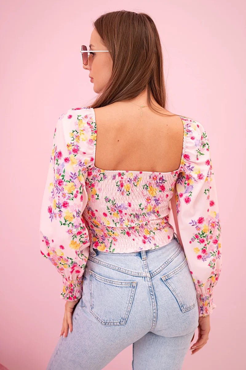 Women's floral Spanish blouse, long sleeve ART35955 / – Light | Pink цвет / color | Lexline Fashion