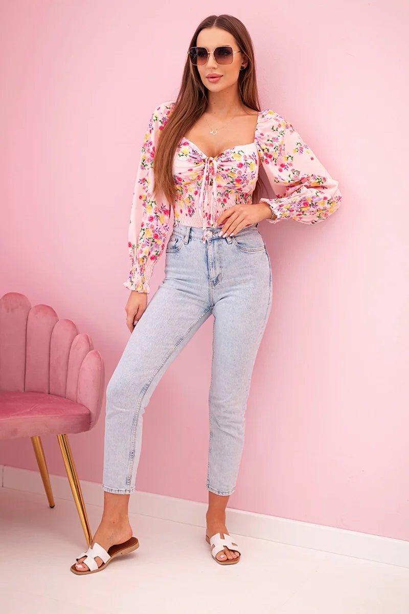 Women's floral Spanish blouse, long sleeve ART35955 / – Light | Pink цвет / color | Lexline Fashion