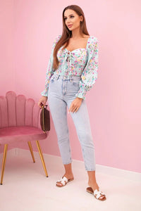 Women's floral Spanish blouse, long sleeve ART35955 / – Mint цвет / color | Lexline Fashion