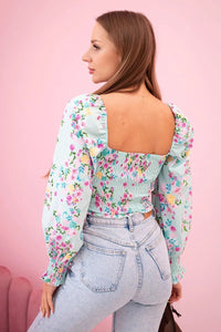 Women's floral Spanish blouse, long sleeve ART35955 / – Mint цвет / color | Lexline Fashion