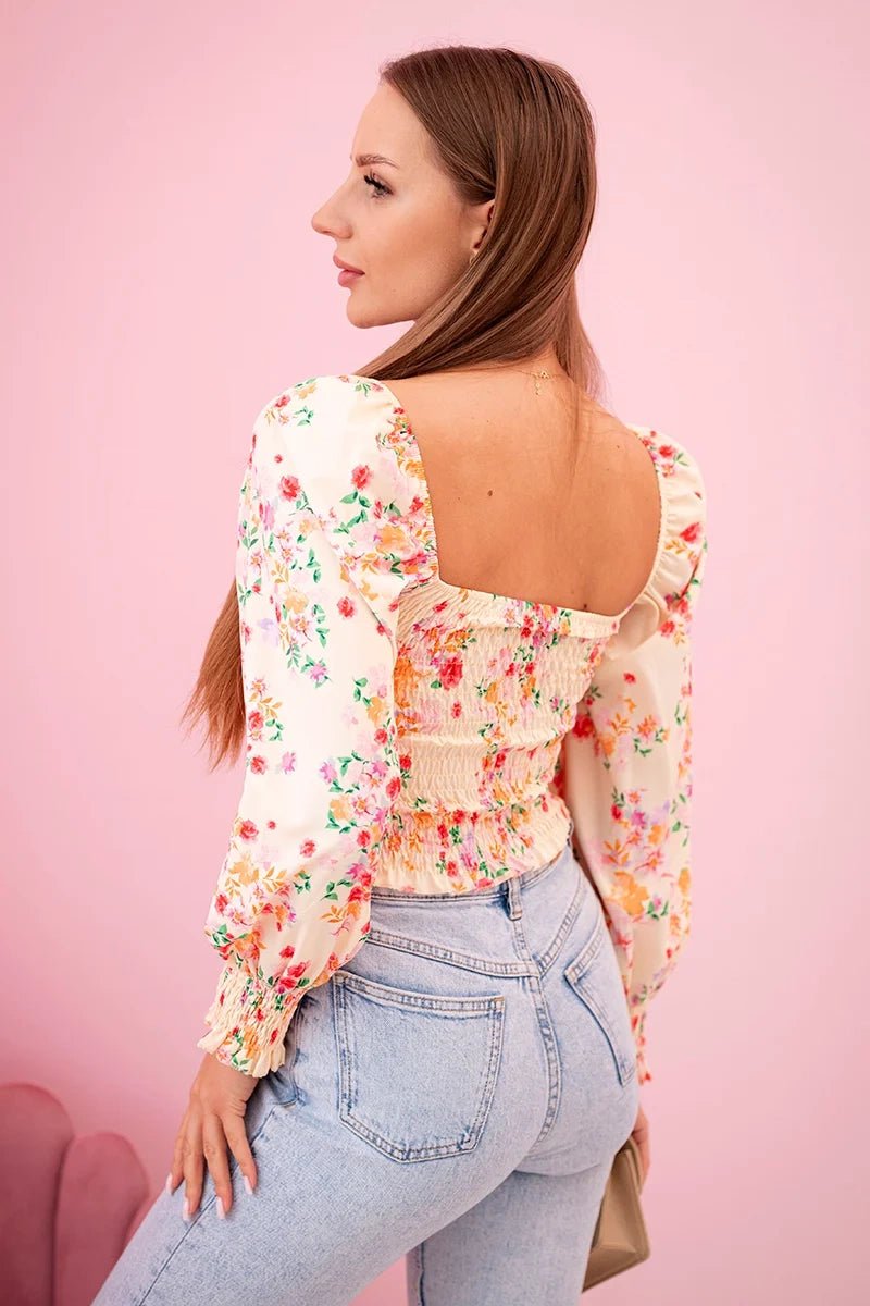 Women's floral Spanish blouse, long sleeve ART35955 / – Yellow цвет / color | Lexline Fashion
