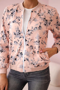 Women's floral sweatshirt with a zipper 66634 / – Powder цвет / color | Lexline Fashion