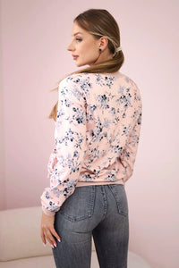 Women's floral sweatshirt with a zipper 66634 / – Powder цвет / color | Lexline Fashion