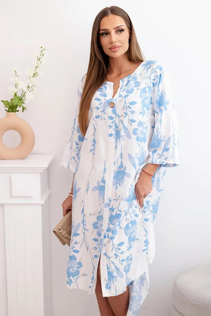 Women's floral viscose dress 21702 / – Blue цвет / color | Lexline Fashion
