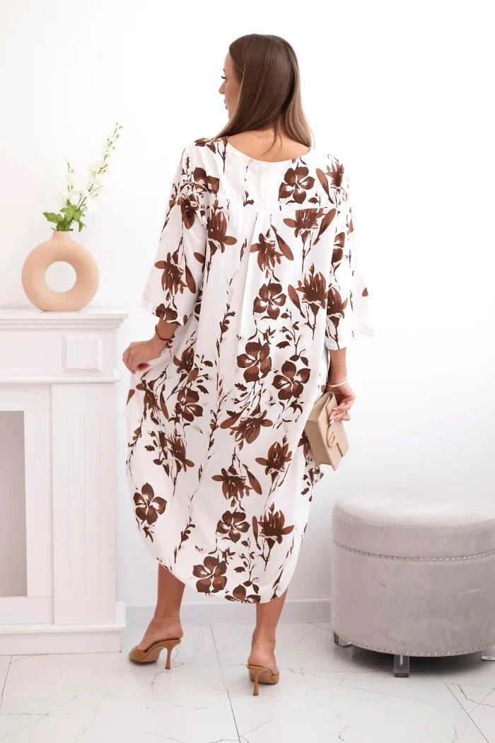 Women's floral viscose dress 21702 / – Brown цвет / color | Lexline Fashion