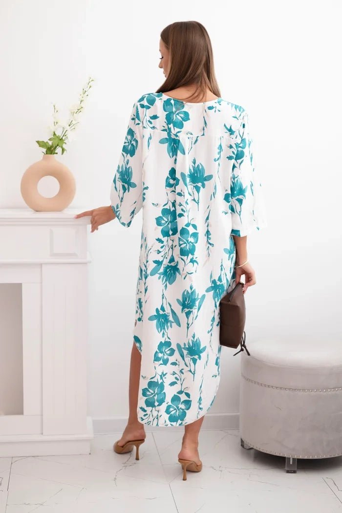Women's floral viscose dress 21702 / – Dark Mint цвет / color | Lexline Fashion
