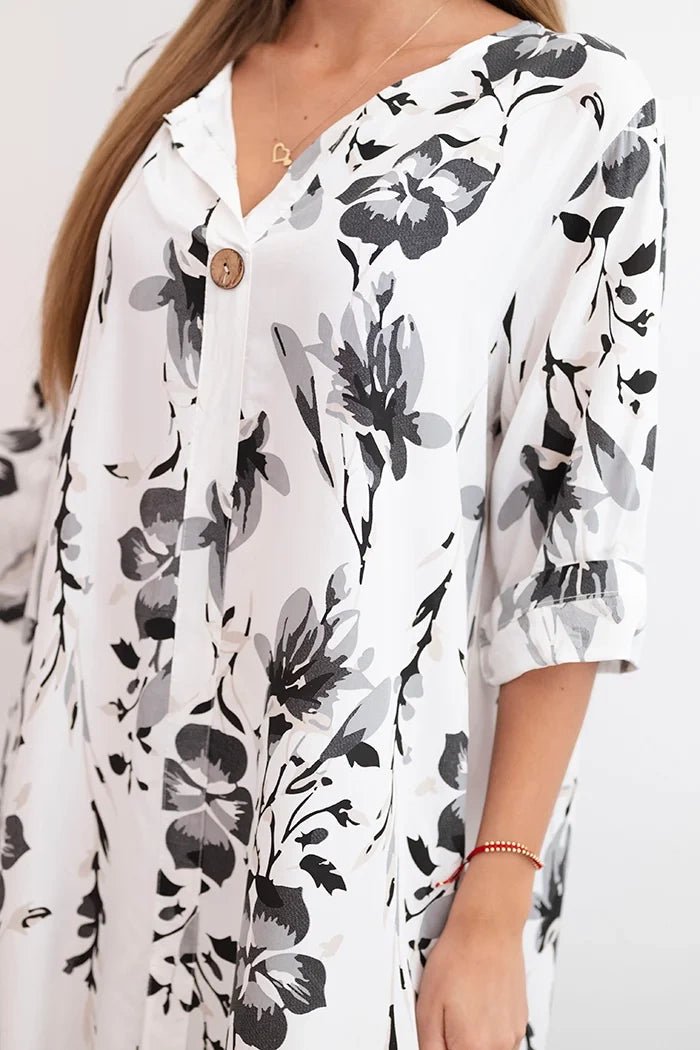 Women's floral viscose dress 21702 / – Graphite цвет / color | Lexline Fashion