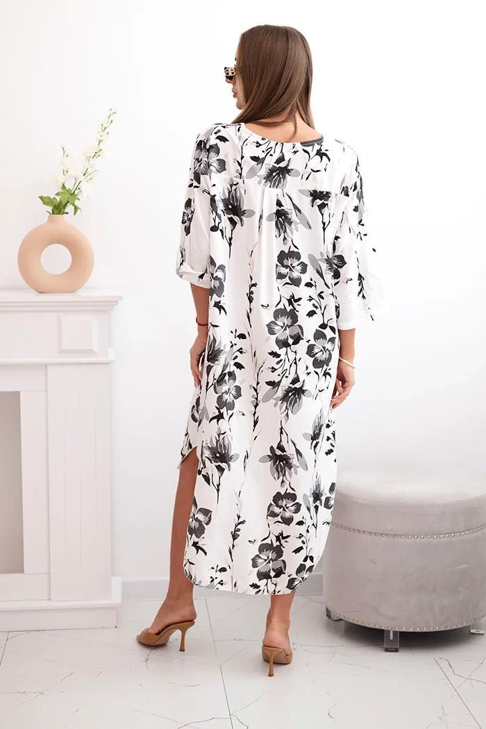 Women's floral viscose dress 21702 / – Graphite цвет / color | Lexline Fashion
