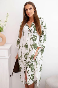 Women's floral viscose dress 21702 / – Khaki цвет / color | Lexline Fashion