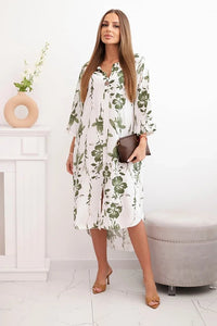 Women's floral viscose dress 21702 / – Khaki цвет / color | Lexline Fashion